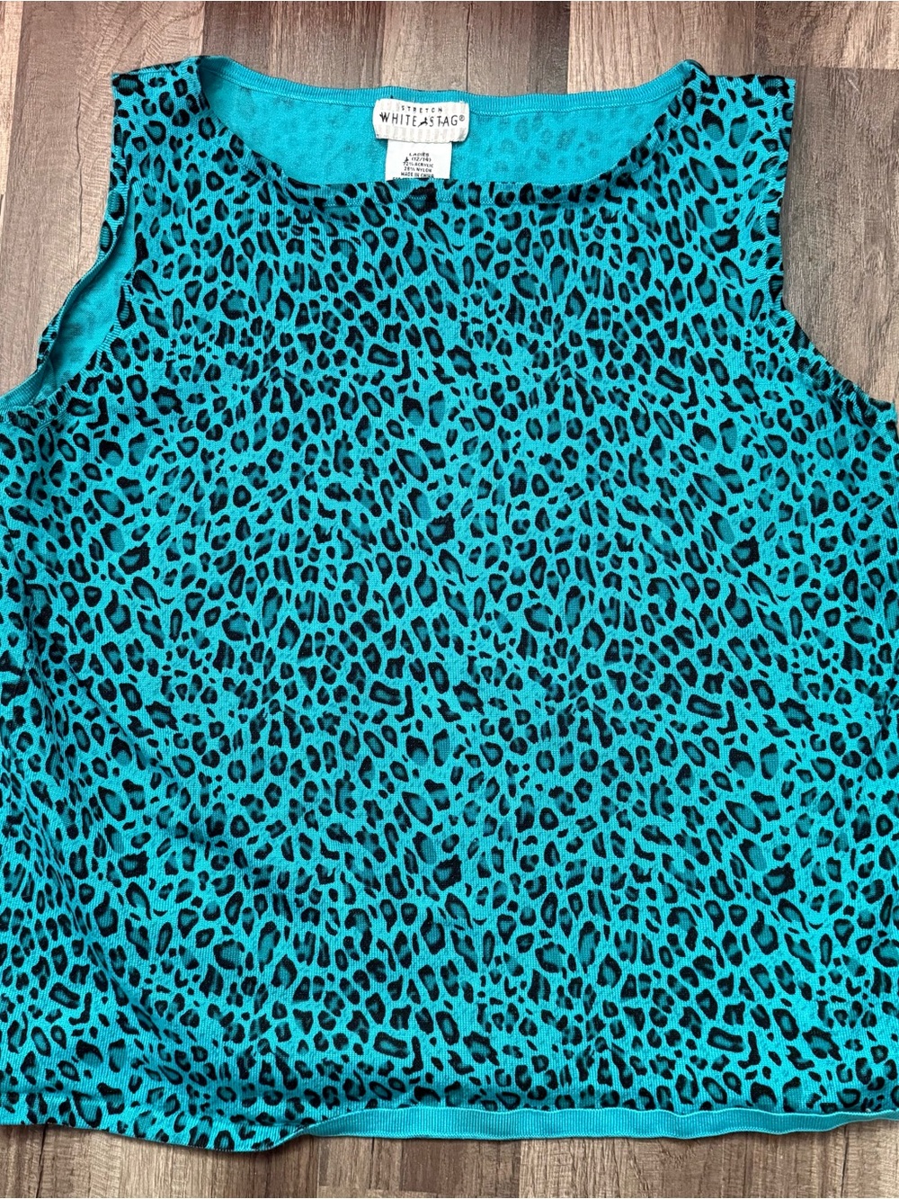 White Stag Turquoise Leopard Print Tank Top